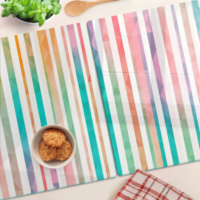 Tabla para cortar Rayas de colores en tonos del arcoíris.