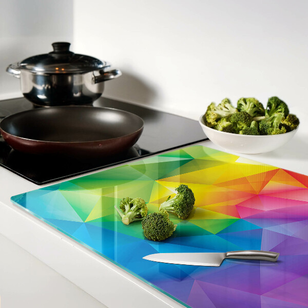 Tabla para cortar Geometría colorida en tonos del arcoíris.