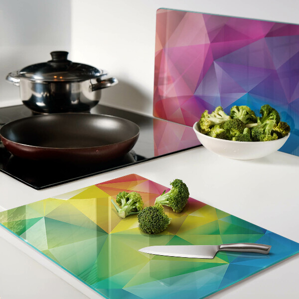 Tabla para cortar Geometría colorida en tonos del arcoíris.