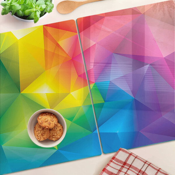 Tabla para cortar Geometría colorida en tonos del arcoíris.