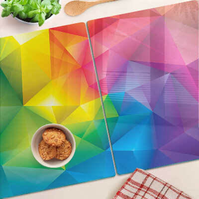 Tabla para cortar Geometría colorida en tonos del arcoíris.