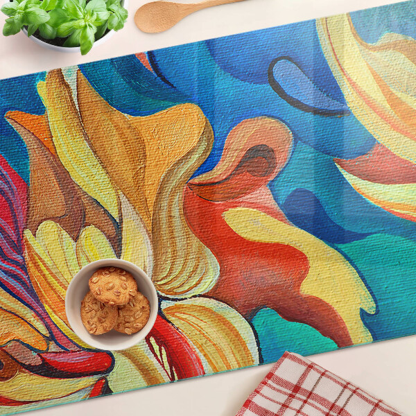 Tabla de cortar de cristal Flores de colores sobre un fondo abstracto