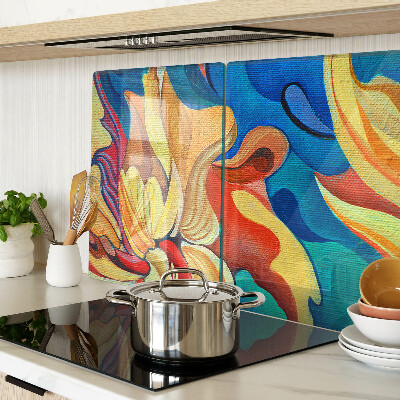 Tabla de cortar de cristal Flores de colores sobre un fondo abstracto