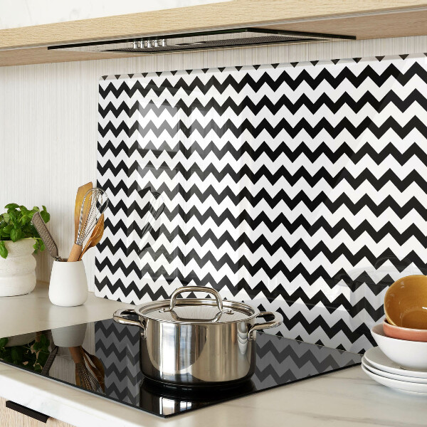 Deska kuchenna szklana Zygzaki w czerni i bieli