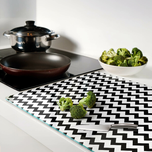 Tabla para cortar Zigzags en blanco y negro