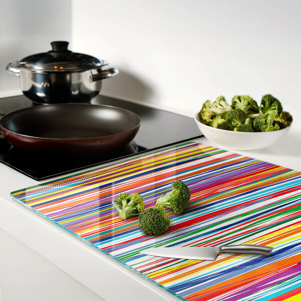 Tabla de cortar de cristal Rayas de colores en diferentes tonos.