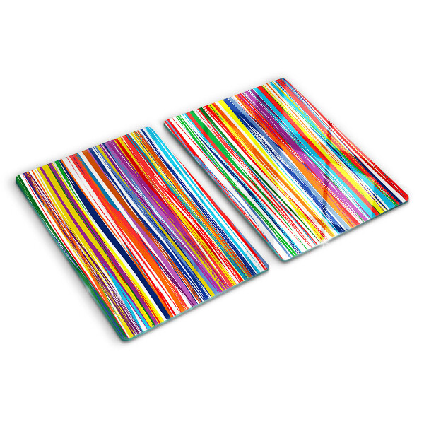 Tabla de cortar de cristal Rayas de colores en diferentes tonos.