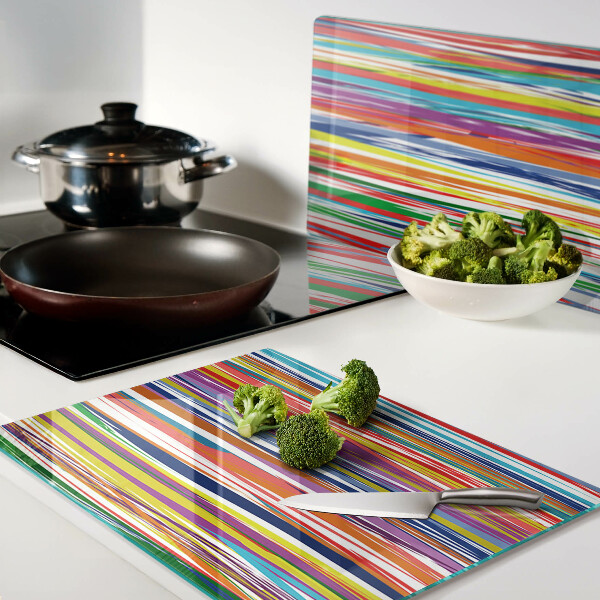 Tabla de cortar de cristal Rayas de colores en diferentes tonos.