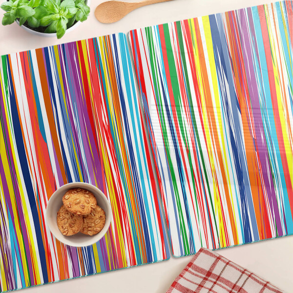 Tabla de cortar de cristal Rayas de colores en diferentes tonos.