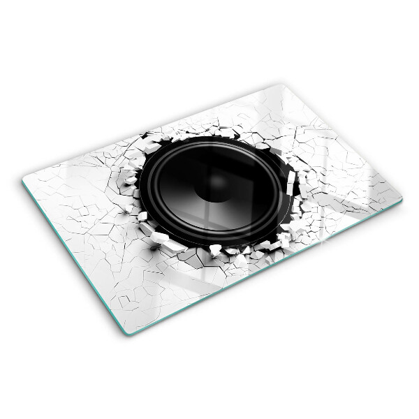 Tabla de cortar de cristal Orador en una pared rota