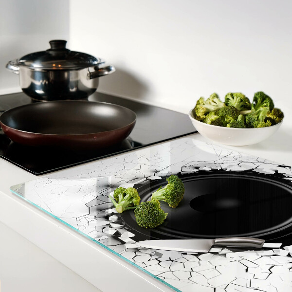 Tabla de cortar de cristal Orador en una pared rota