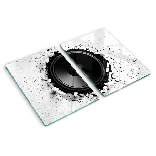 Tabla de cortar de cristal Orador en una pared rota