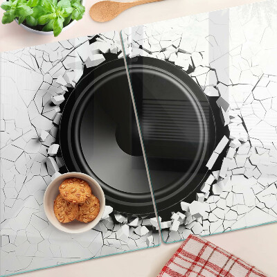 Tabla de cortar de cristal Orador en una pared rota