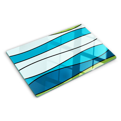Tabla para cortar Ondas en tonos azules y verdes.
