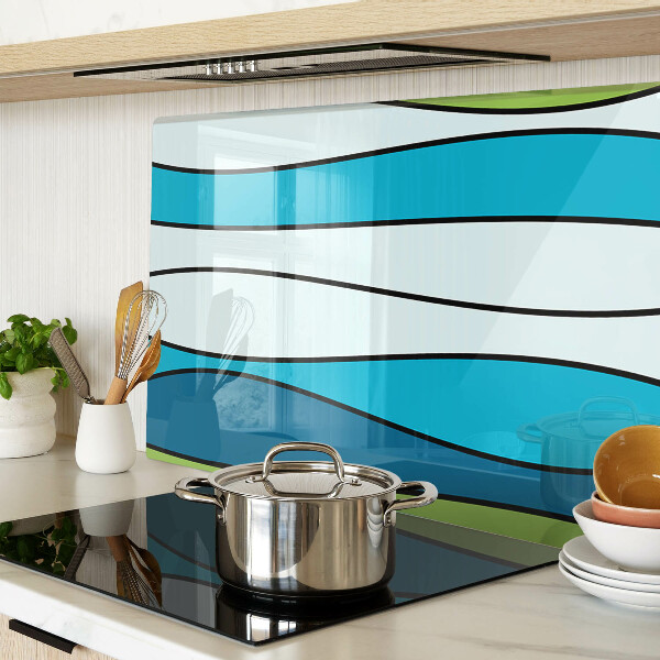 Tabla para cortar Ondas en tonos azules y verdes.