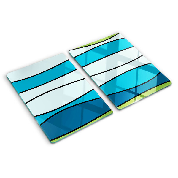 Tabla para cortar Ondas en tonos azules y verdes.