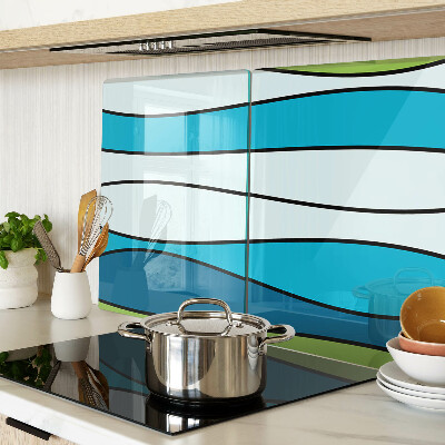 Szklana deska kuchenna Fale w odcieniach niebieskiego i zielonego