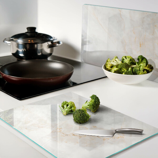 Tabla de cortar de cristal Patrón de mármol con vetas doradas