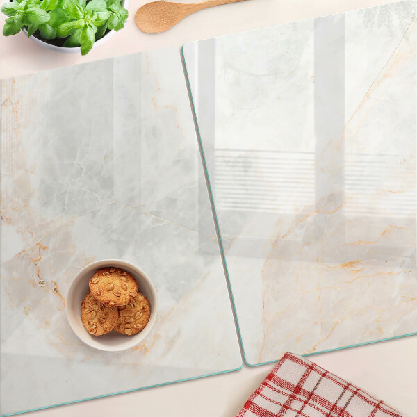 Tabla de cortar de cristal Patrón de mármol con vetas doradas