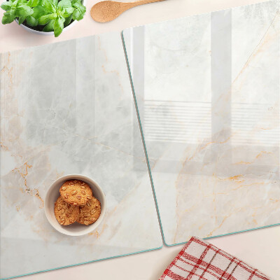 Tabla de cortar de cristal Patrón de mármol con vetas doradas