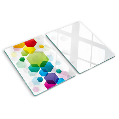 Tabla de cortar Hexágonos coloridos en el fondo.