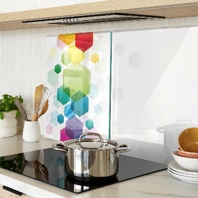 Deska kuchenna szklana Kolorowe heksagony na tle