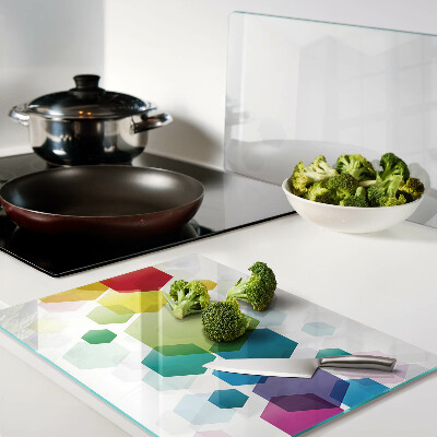 Tabla de cortar Hexágonos coloridos en el fondo.