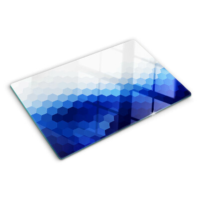 Tabla de cortar de cristal Hexágonos azules en degradados