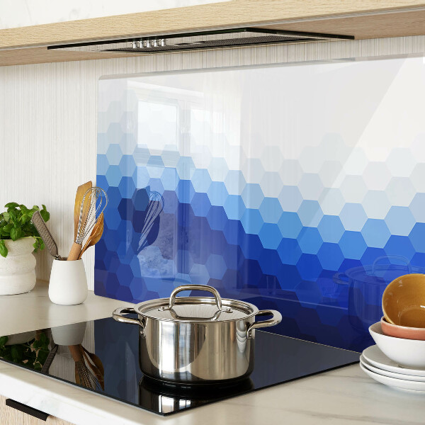 Tabla de cortar de cristal Hexágonos azules en degradados