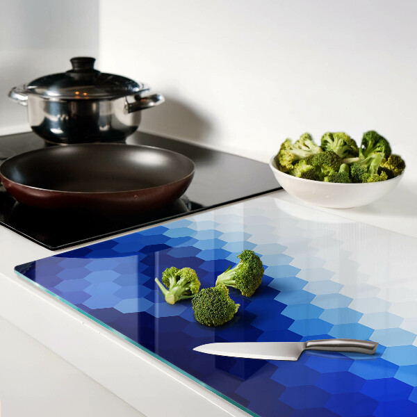 Tabla de cortar de cristal Hexágonos azules en degradados