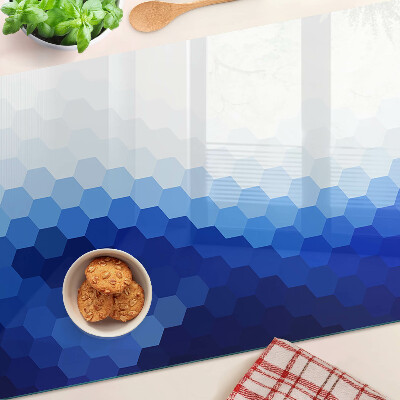 Tabla de cortar de cristal Hexágonos azules en degradados