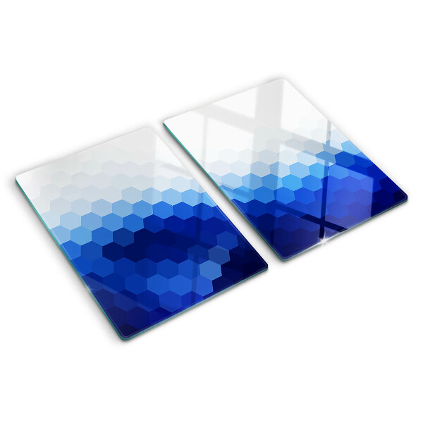 Tabla de cortar de cristal Hexágonos azules en degradados
