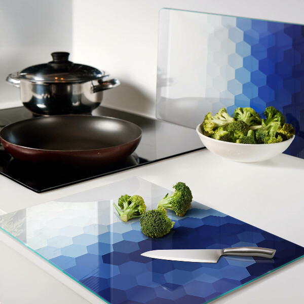 Tabla de cortar de cristal Hexágonos azules en degradados