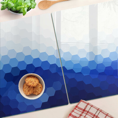 Tabla de cortar de cristal Hexágonos azules en degradados
