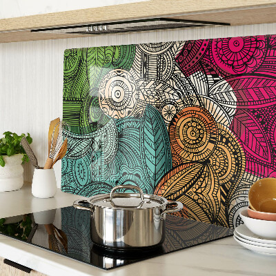 Deska kuchenna szklana Motyw mandali z kolorowymi wzorami