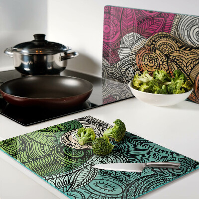 Deska kuchenna szklana Motyw mandali z kolorowymi wzorami