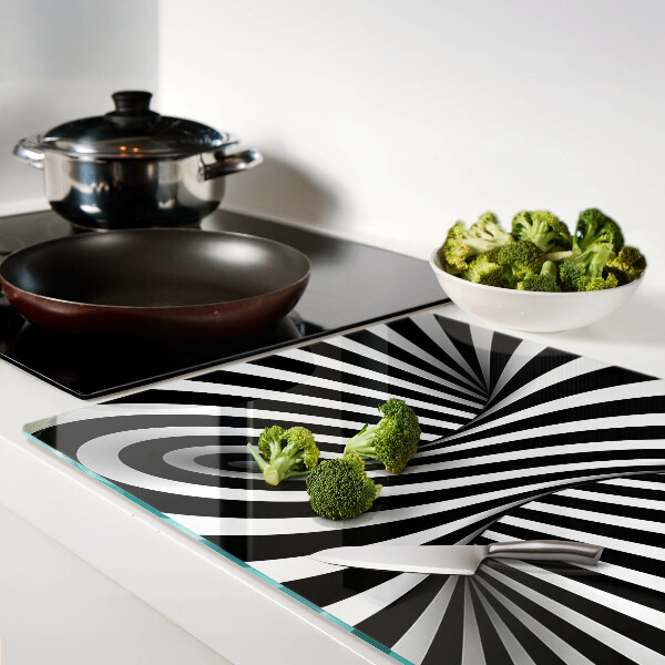 Tabla para cortar Patrón de espiral en blanco y negro