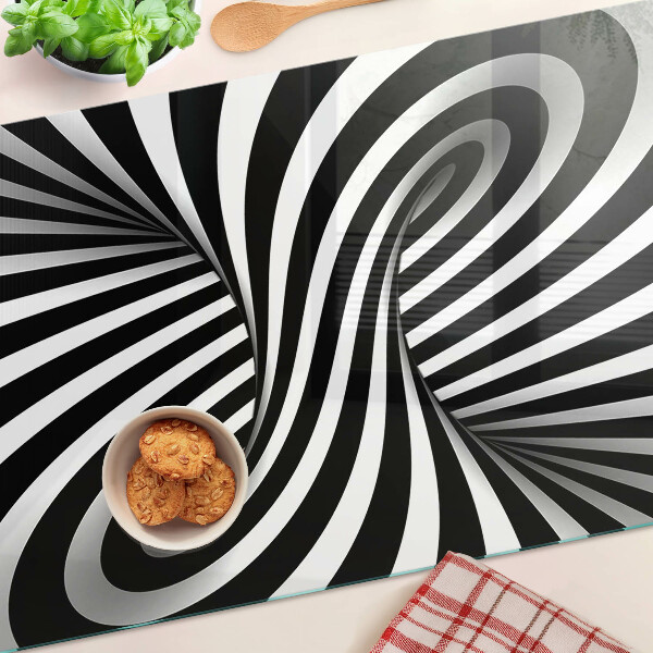 Tabla para cortar Patrón de espiral en blanco y negro