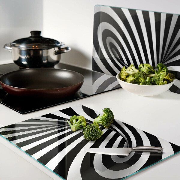 Tabla para cortar Patrón de espiral en blanco y negro