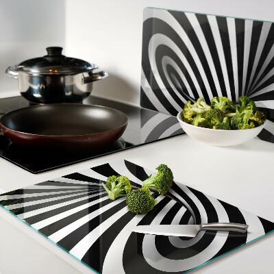 Tabla para cortar Patrón de espiral en blanco y negro