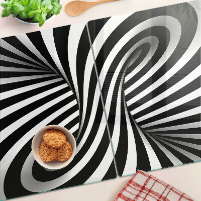 Tabla para cortar Patrón de espiral en blanco y negro