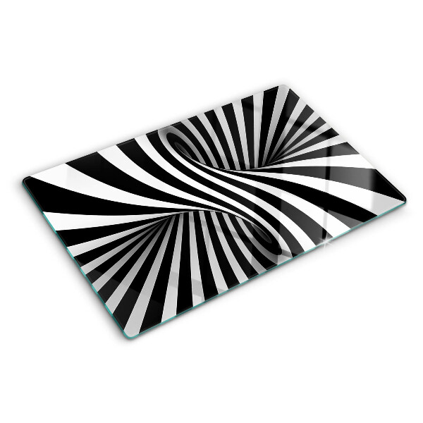 Tabla de cortar de cristal Patrón en espiral en blanco y negro