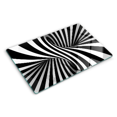 Tabla de cortar de cristal Patrón en espiral en blanco y negro