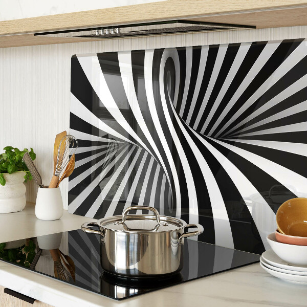 Tabla de cortar de cristal Patrón en espiral en blanco y negro