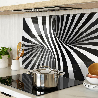 Tabla de cortar de cristal Patrón en espiral en blanco y negro