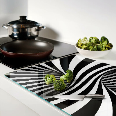 Tabla de cortar de cristal Patrón en espiral en blanco y negro