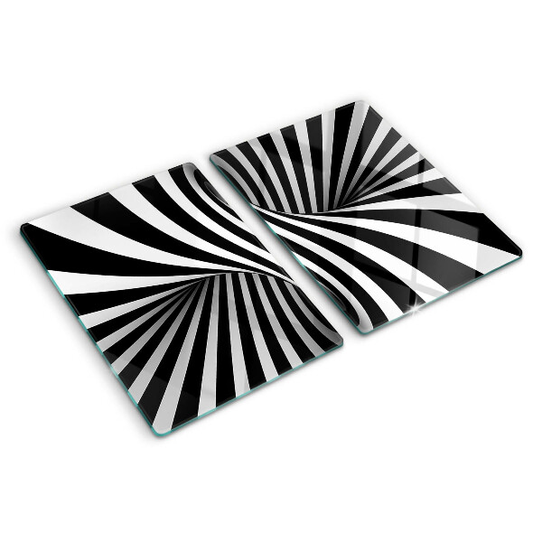 Tabla de cortar de cristal Patrón en espiral en blanco y negro