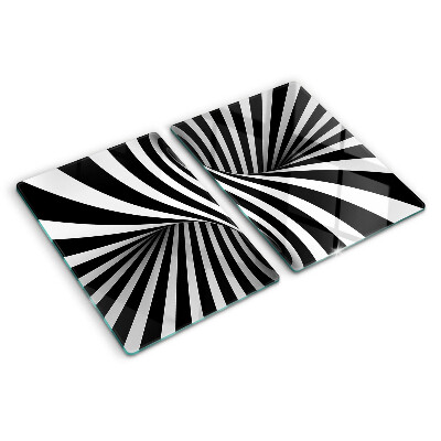 Tabla de cortar de cristal Patrón en espiral en blanco y negro