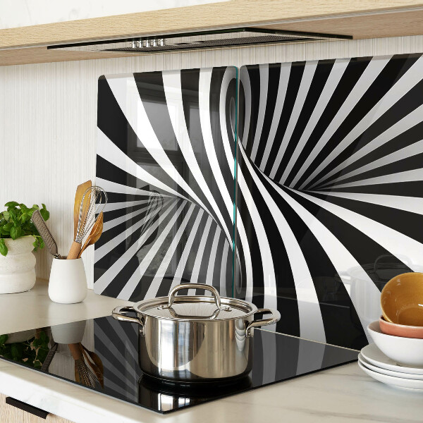 Tabla de cortar de cristal Patrón en espiral en blanco y negro