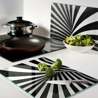 Tabla de cortar de cristal Patrón en espiral en blanco y negro